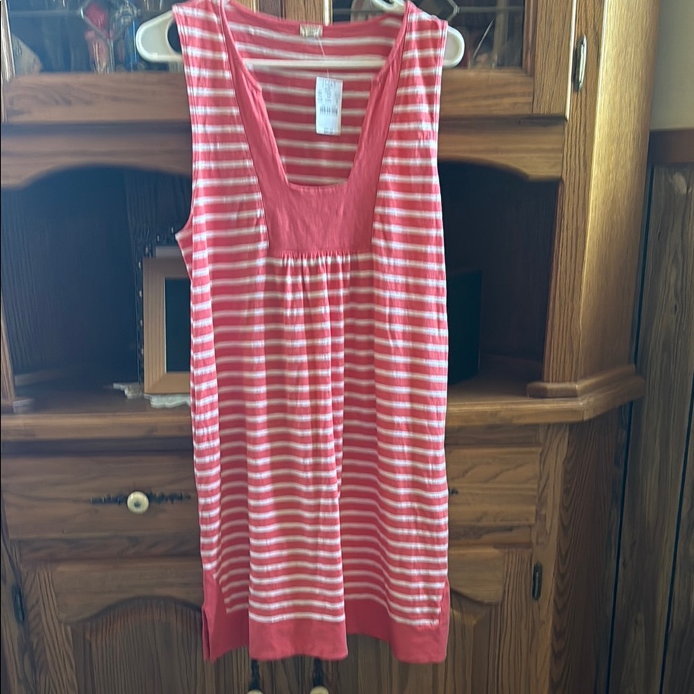 J. Crew pink and White Striped summer sleeveless dress brand new / tags medium